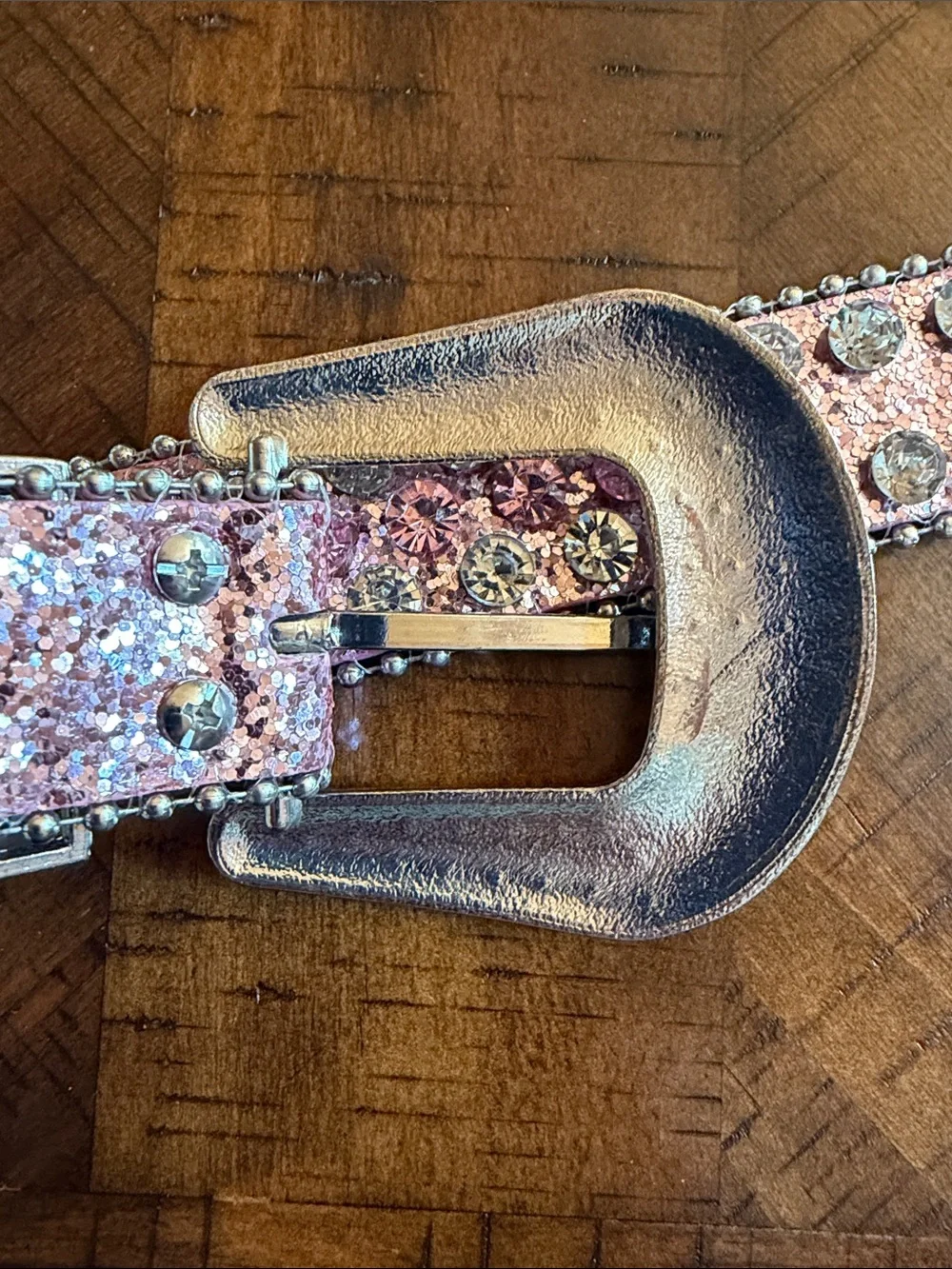 Pink Glitter Western Belt- Bling Cowgirl Rodeo Style - Silver Buckle and Tip